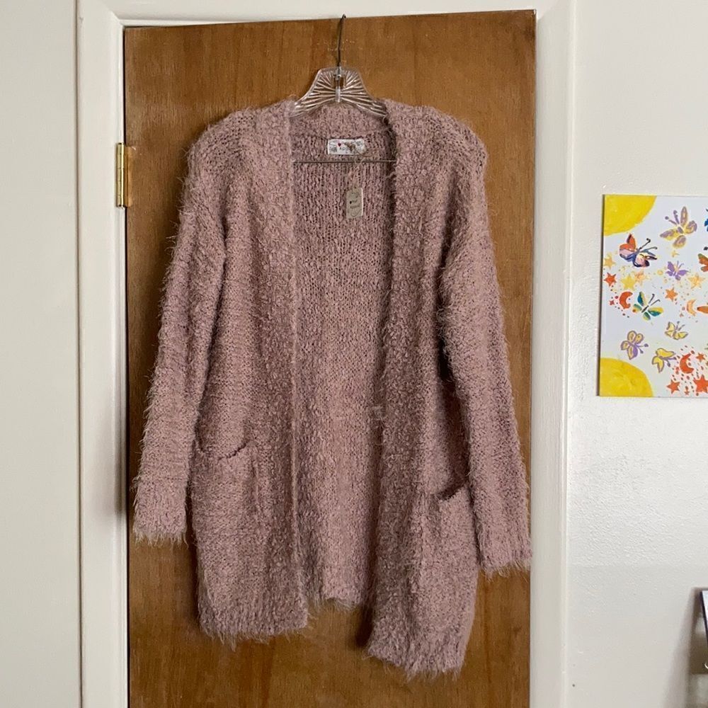 Poof Apparel Fuzzy Cardigan